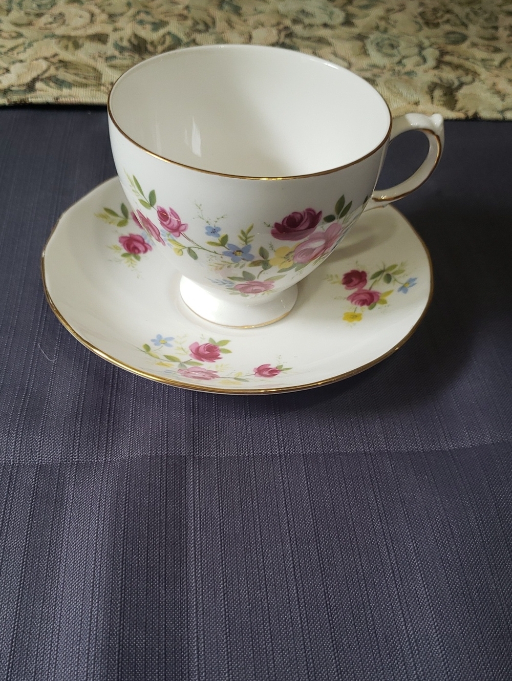 Queen Anne Fine Bone China Ridgway Potteries England Footed Tea Cup and Saucer